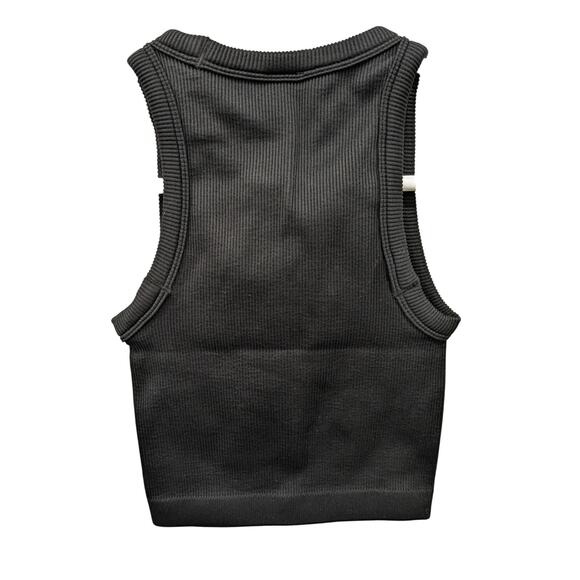 Gap Fit Seamless Halter Ribbed Active Workout Top Size XS Black - Picture 2 of 6